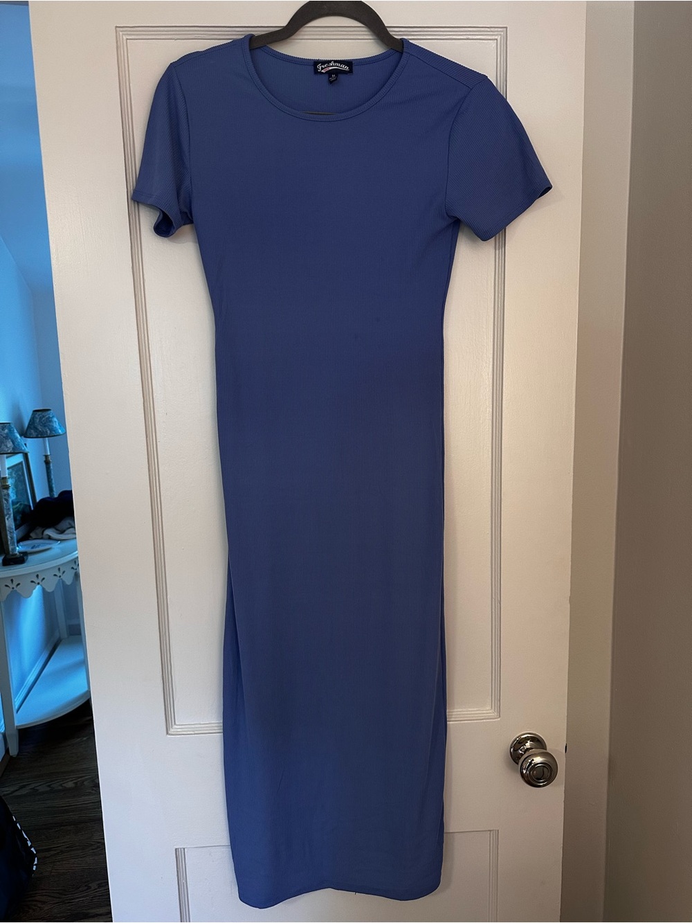 Freshman Blue Short-Sleeve Maxi Dress